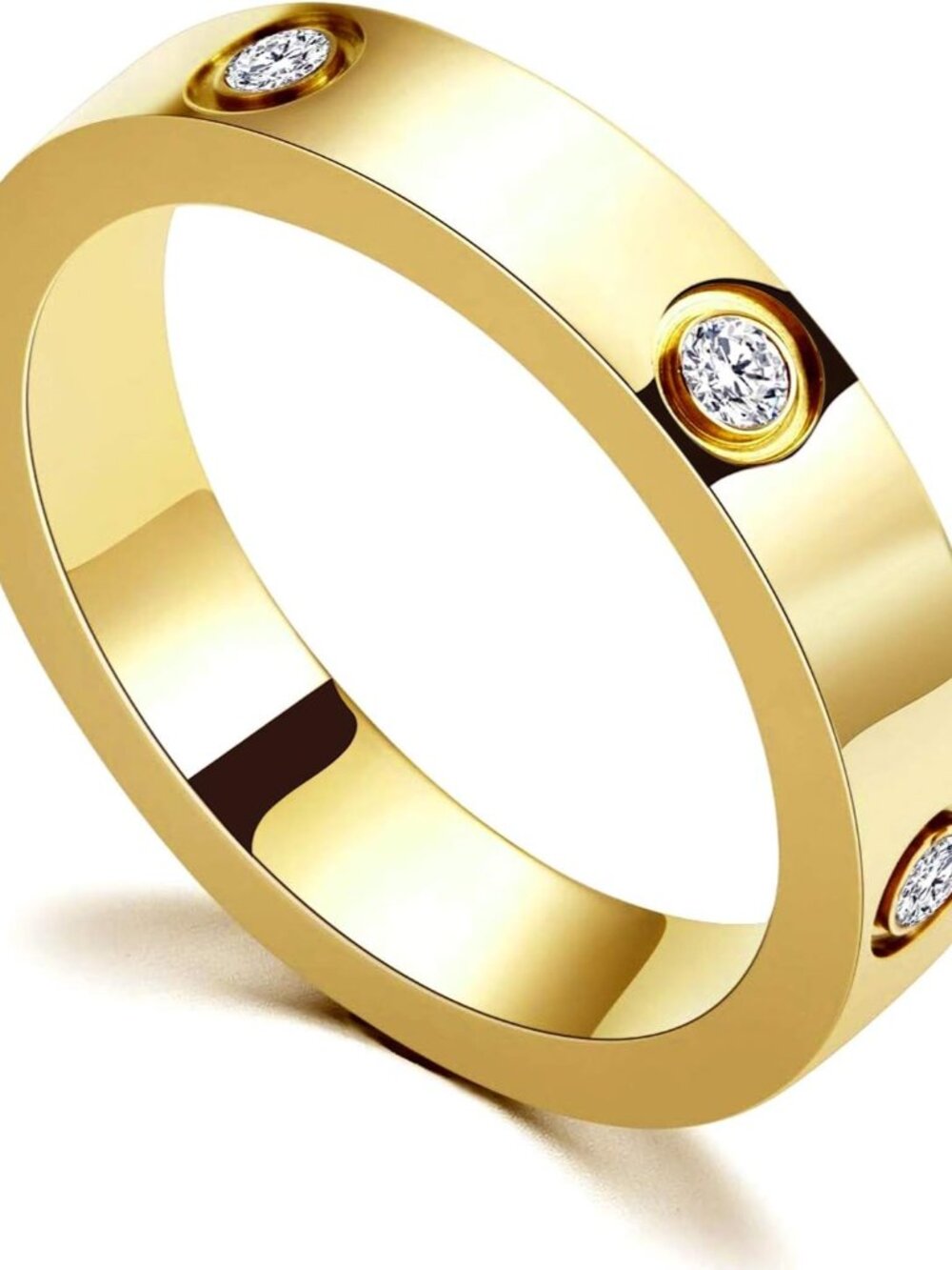 Love Friendship Ring 18K Gold-Plated Stainless Steel Promise Ring Wedding Band J